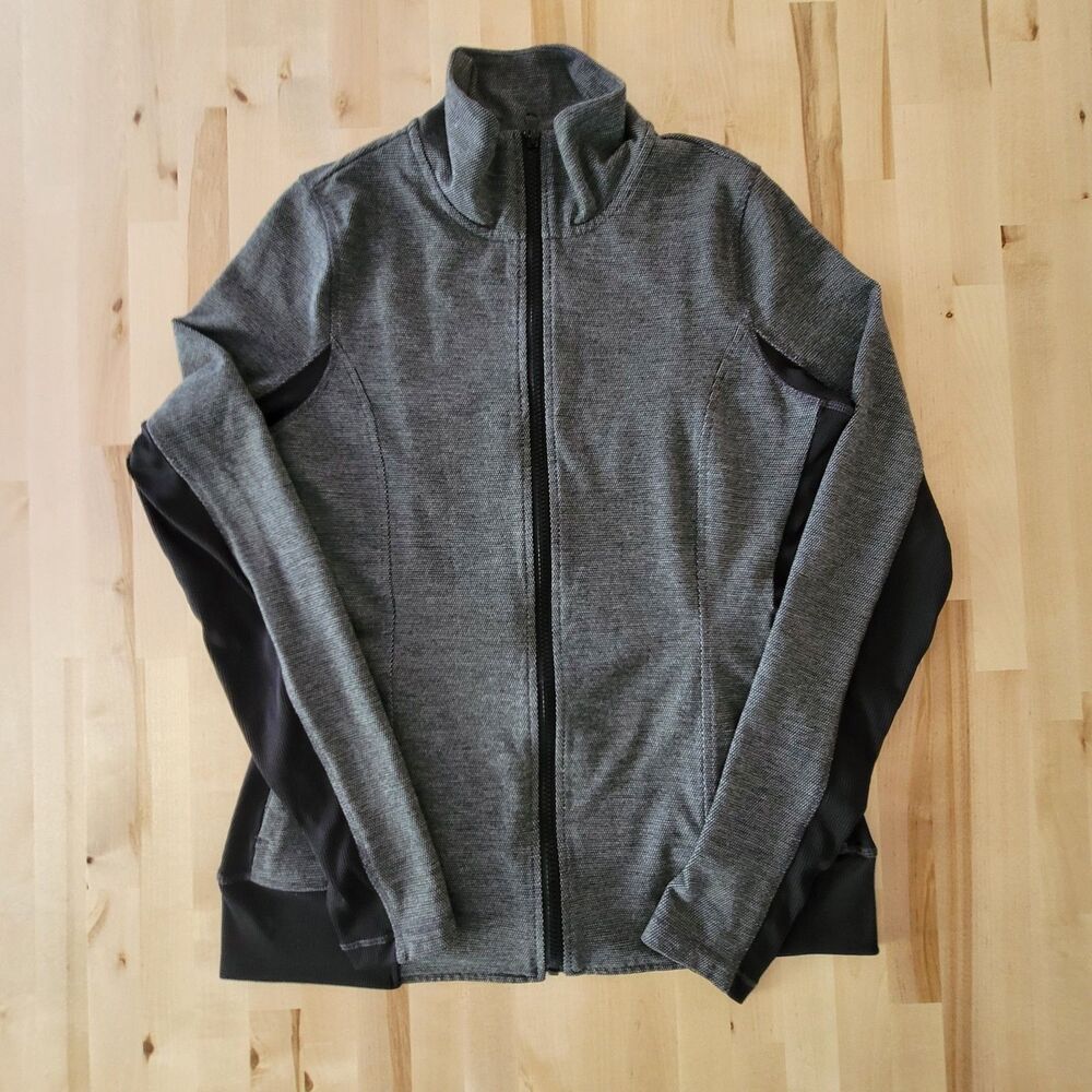 Everlast Womens Jacket Sz Large Gray Black Full Zip Up Running Workout Gym Sport